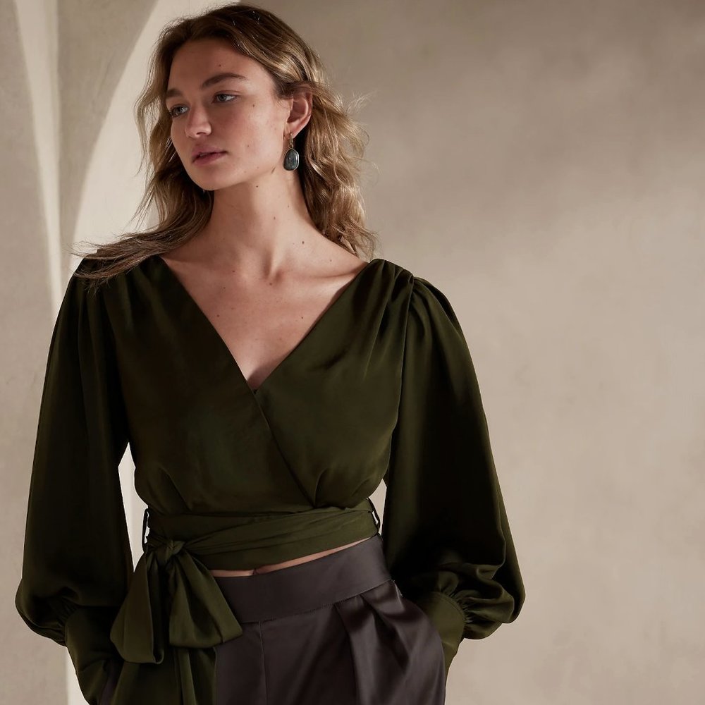 Cropped Wrap Blouse